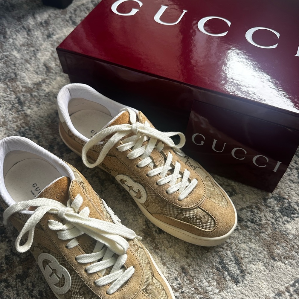 Gucci Beige/Tan GG Canvas Ace Sneakers